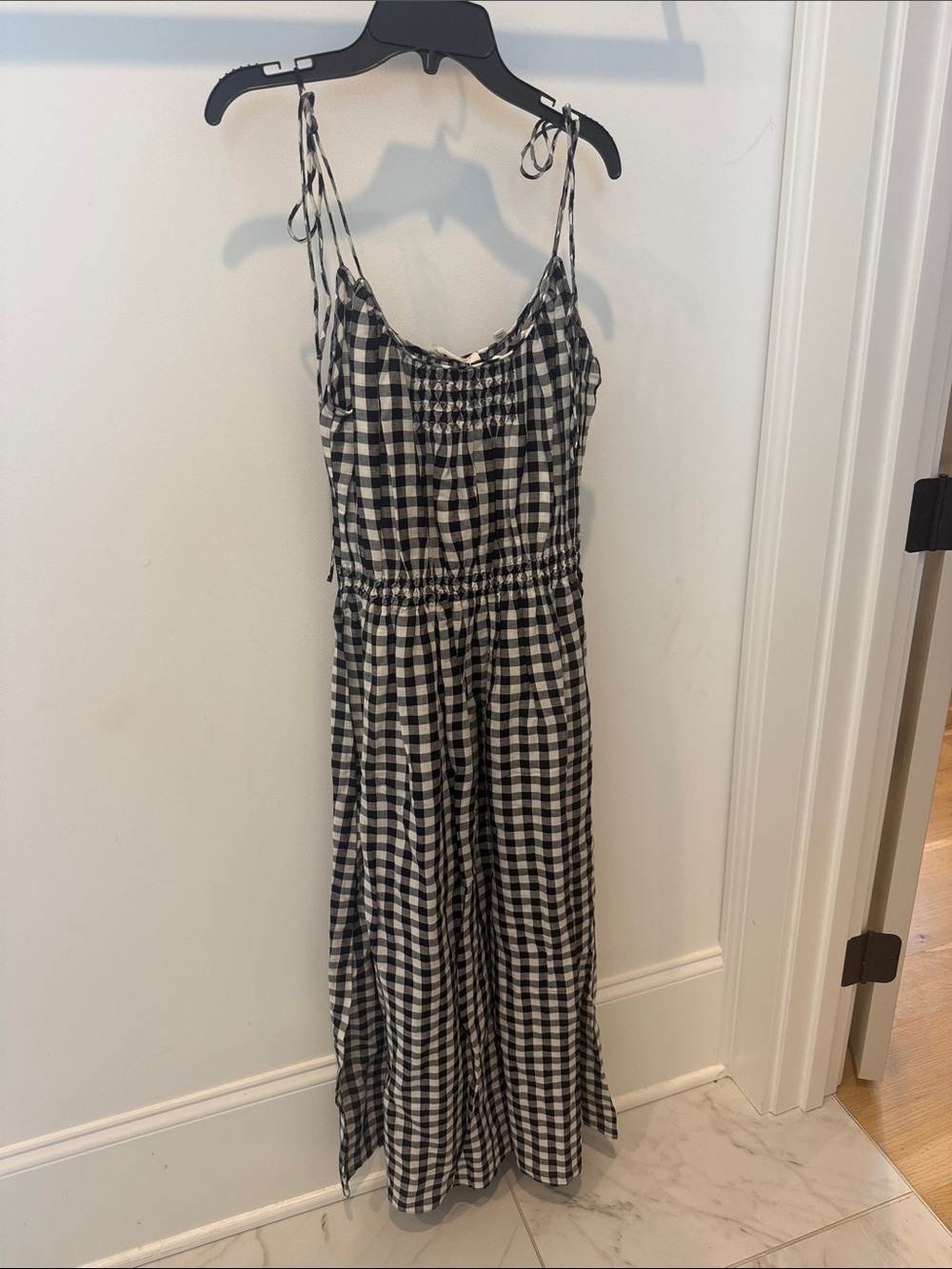 Doen Black & White Gingham Midi Dress